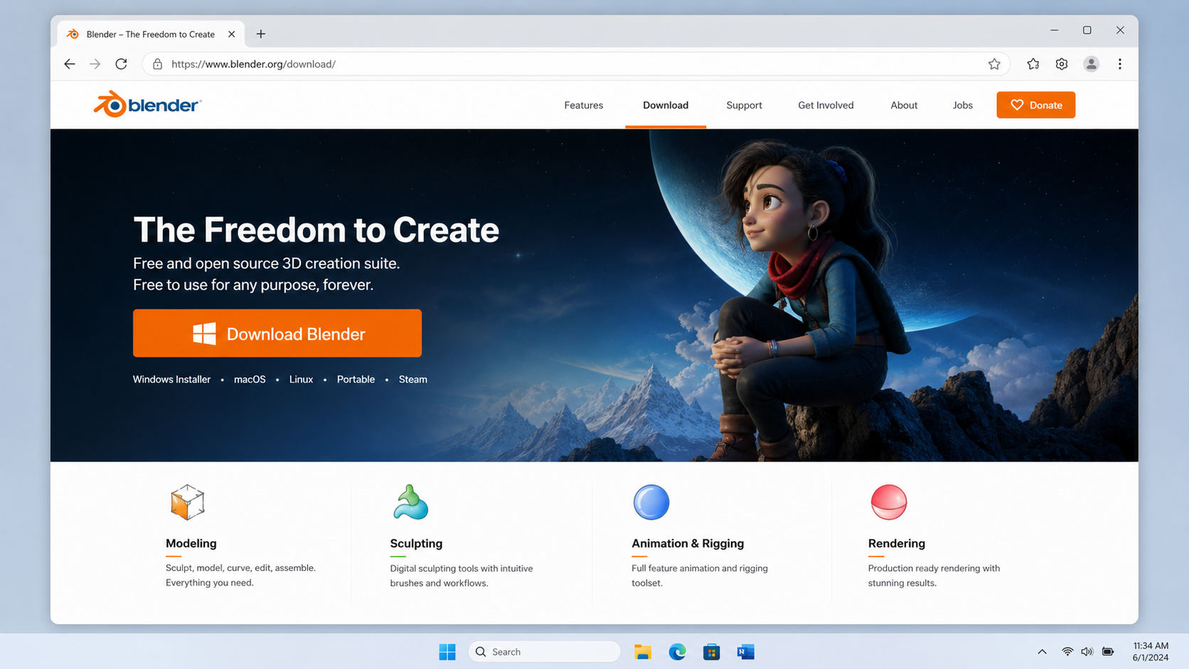 Blender official download page